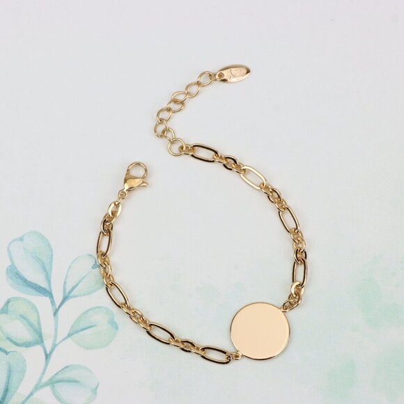 "Elegant Rose Gold Chain Bracelet with Round Charm – Adjustable Fit, XPBL0879 - Picture 4 of 12